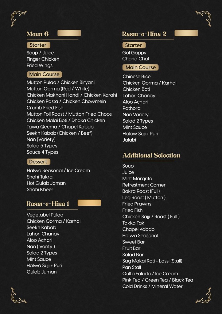 Excellent Event Planner catering menu
